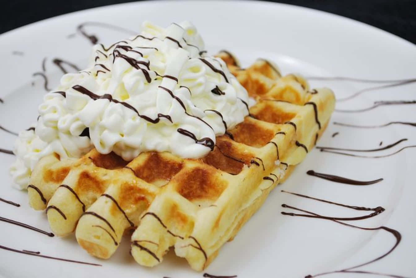 "Enjoy a delicious Belgian Waffle with your favorite toppings!"