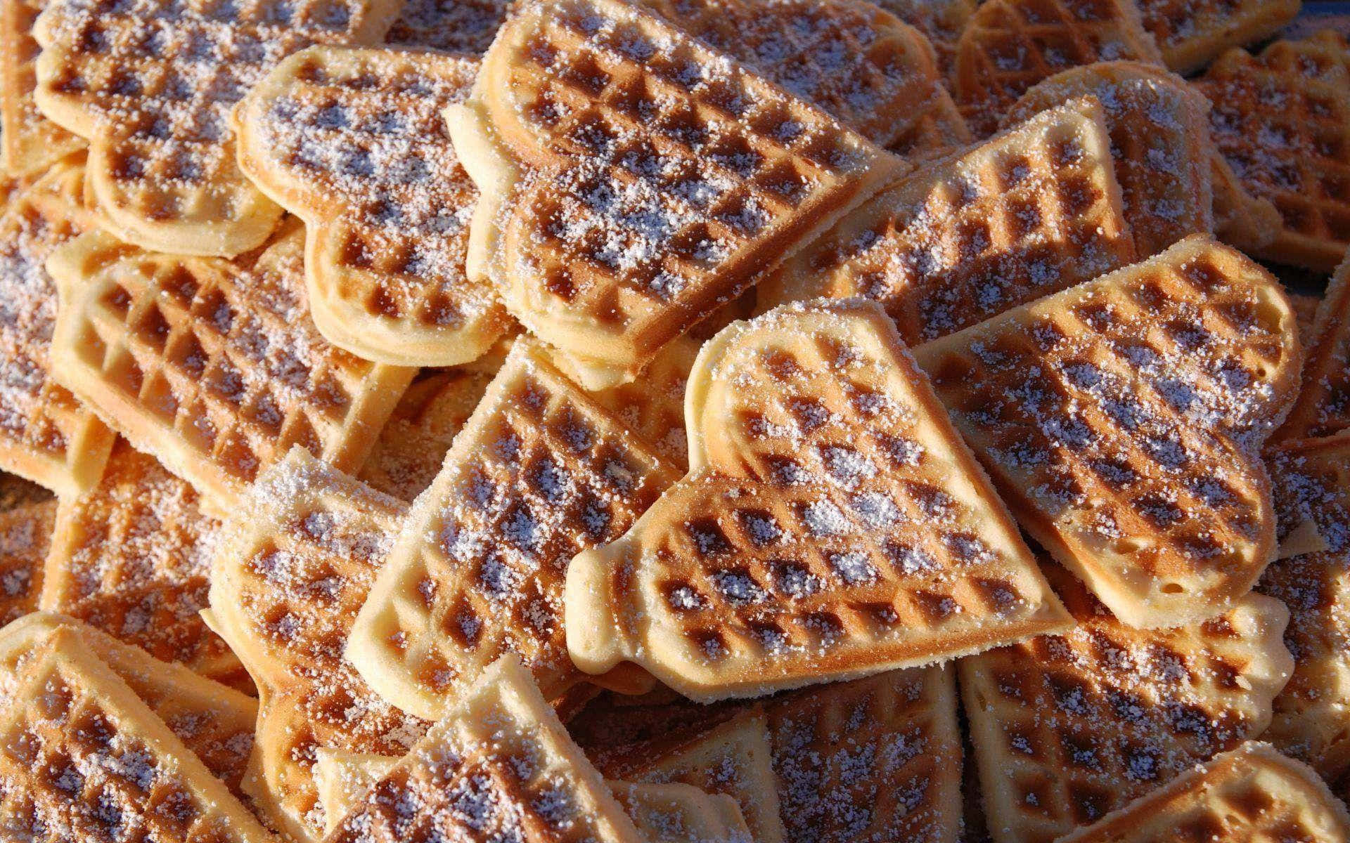 Delicious Crispy Waffles Stacked High