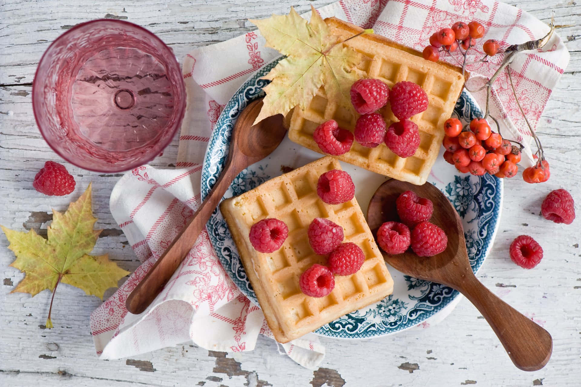Delicious Golden-Brown Waffle on White Plate