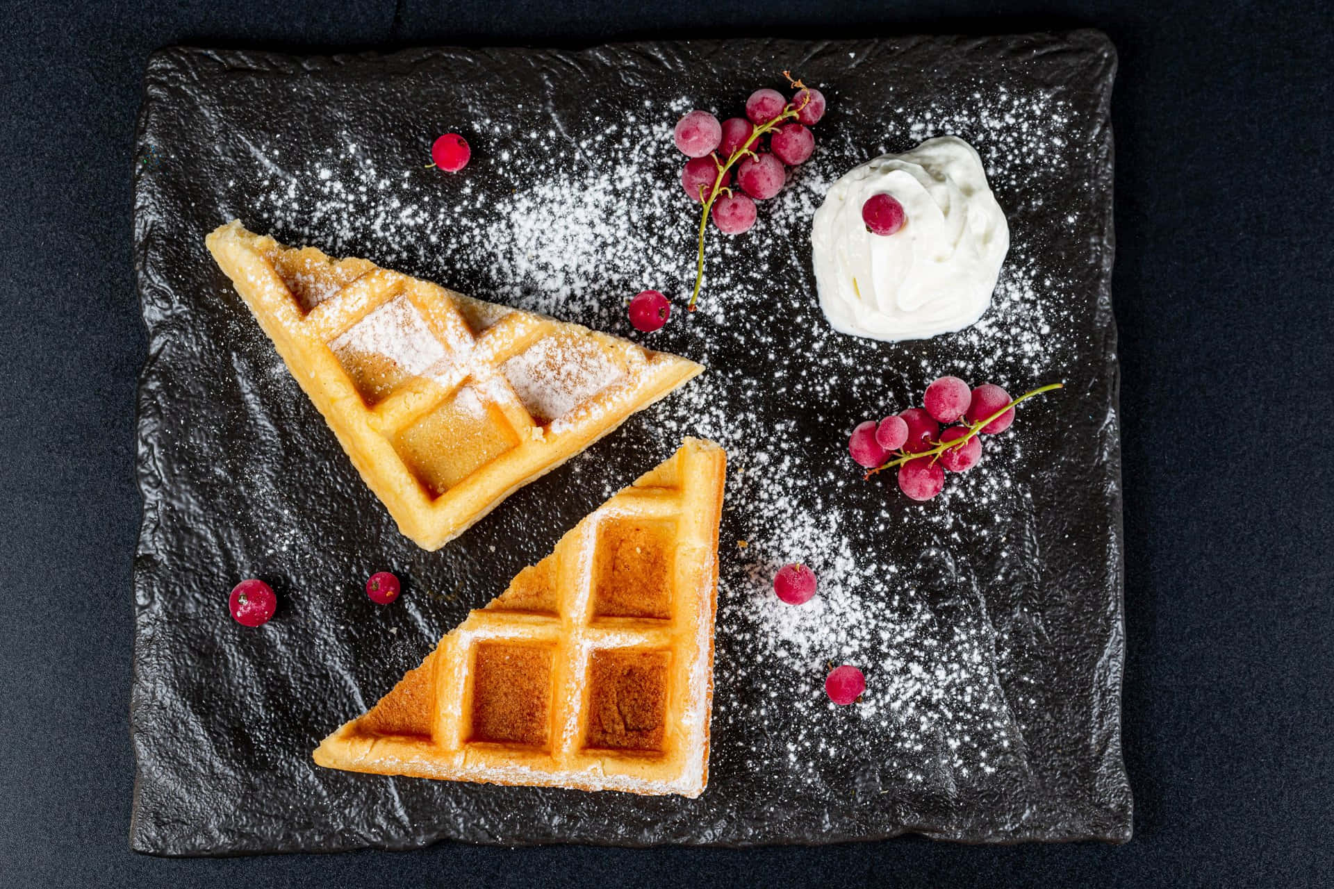 Delicious golden waffle on a plate