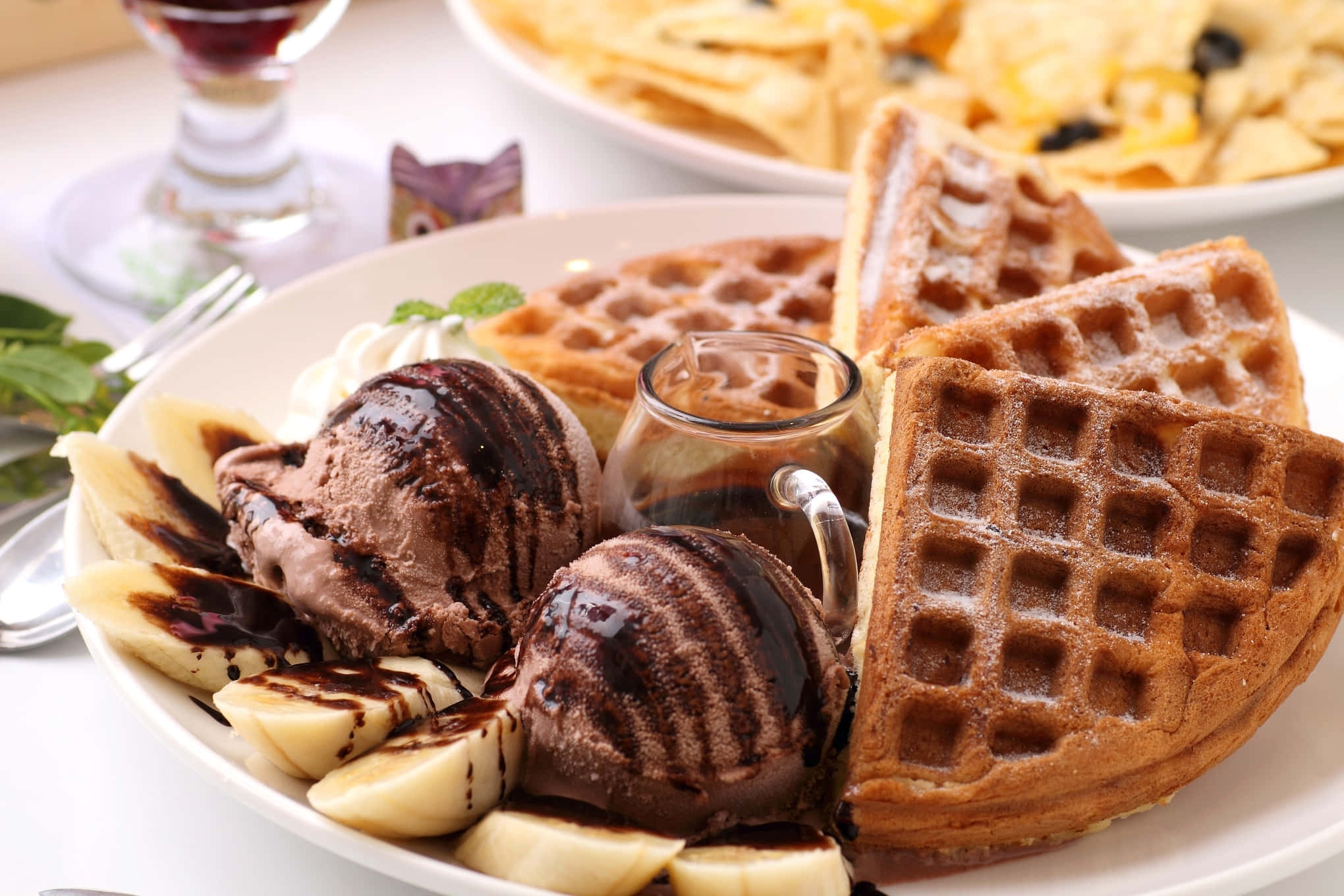 A stack of delicious golden waffles on a plate