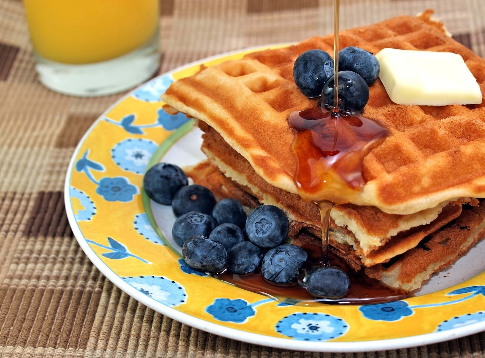Delicious Waffles Stacked on a Plate