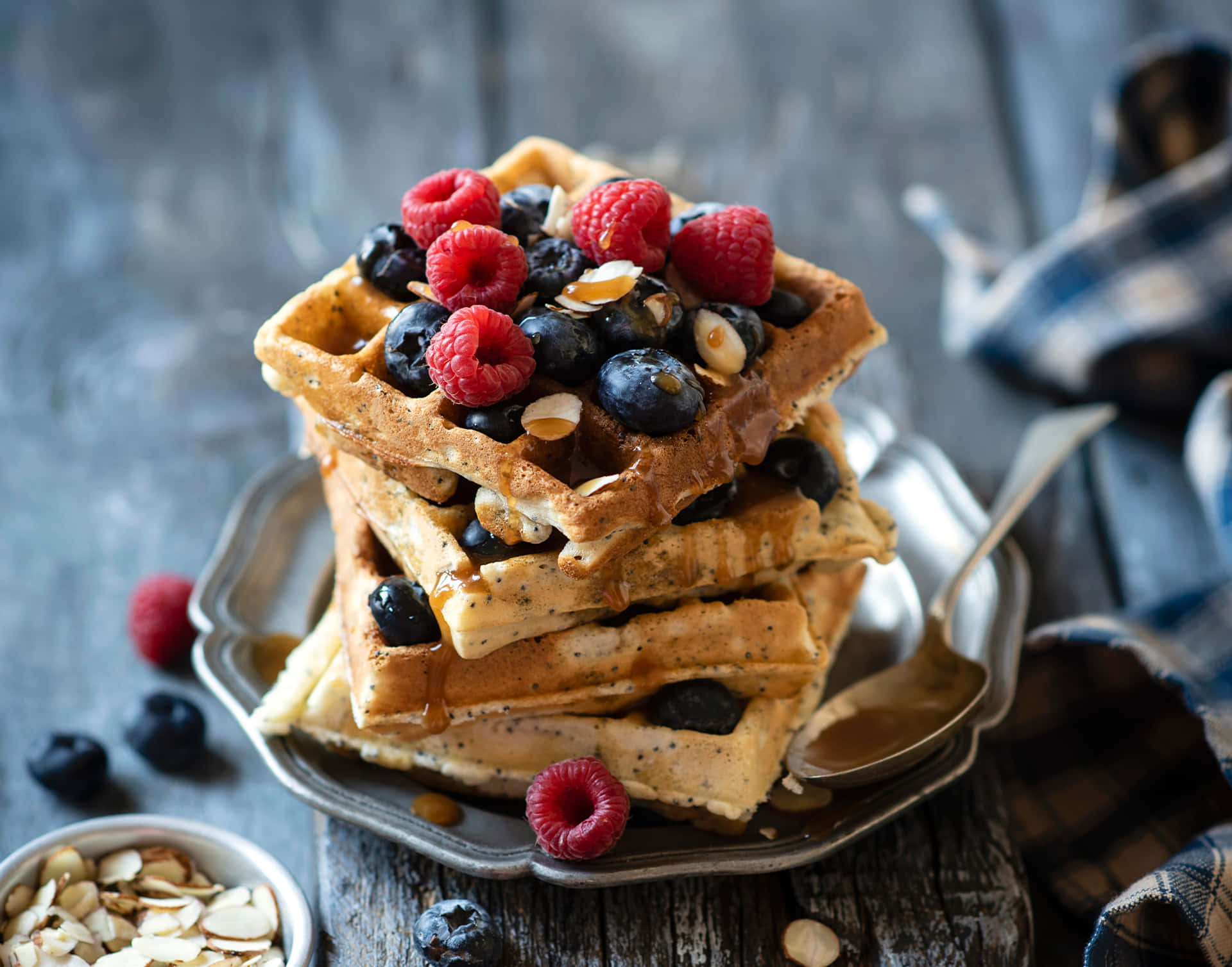 Delicious Golden Waffle Stack