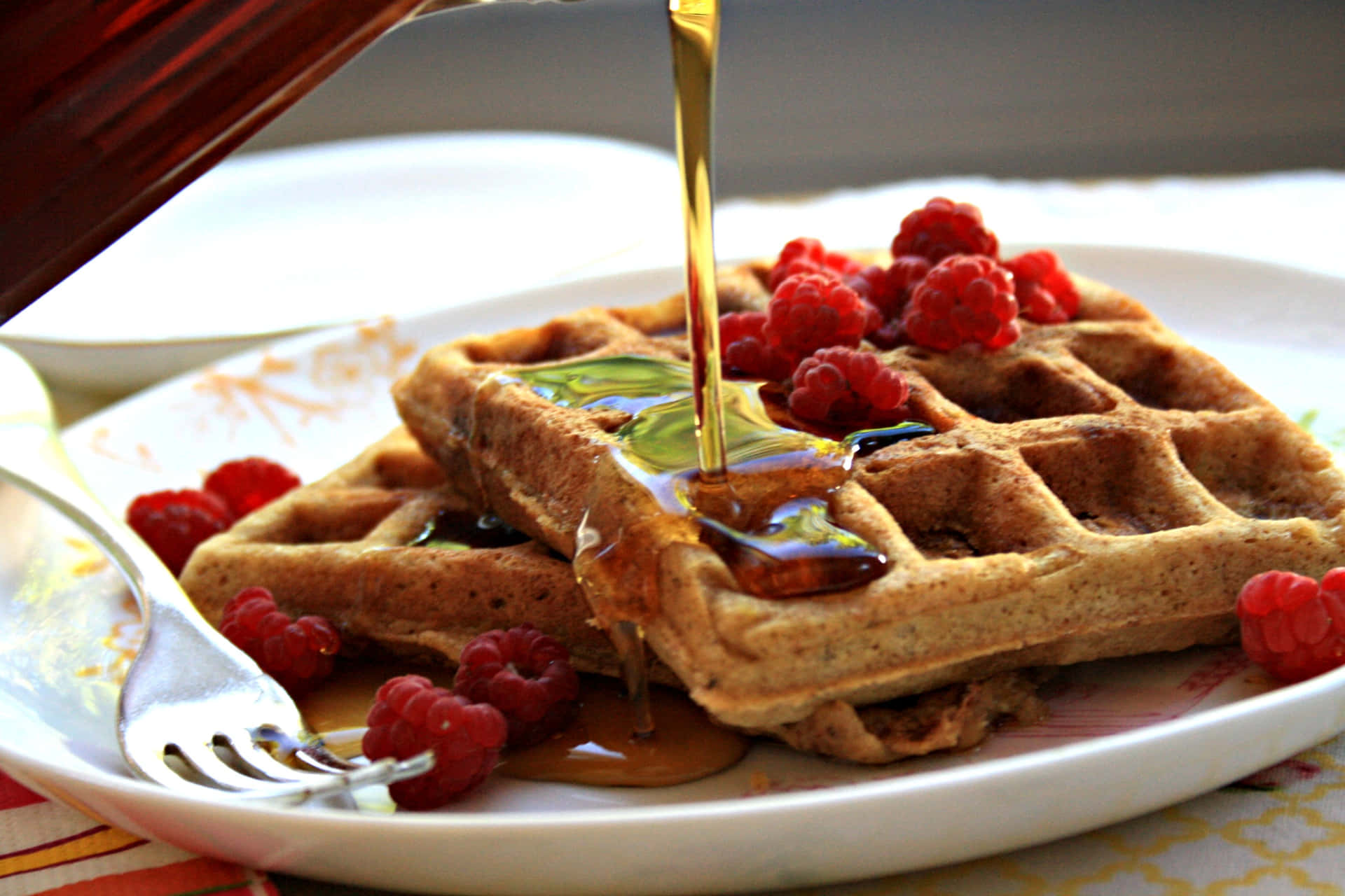 Delicious golden waffle stack