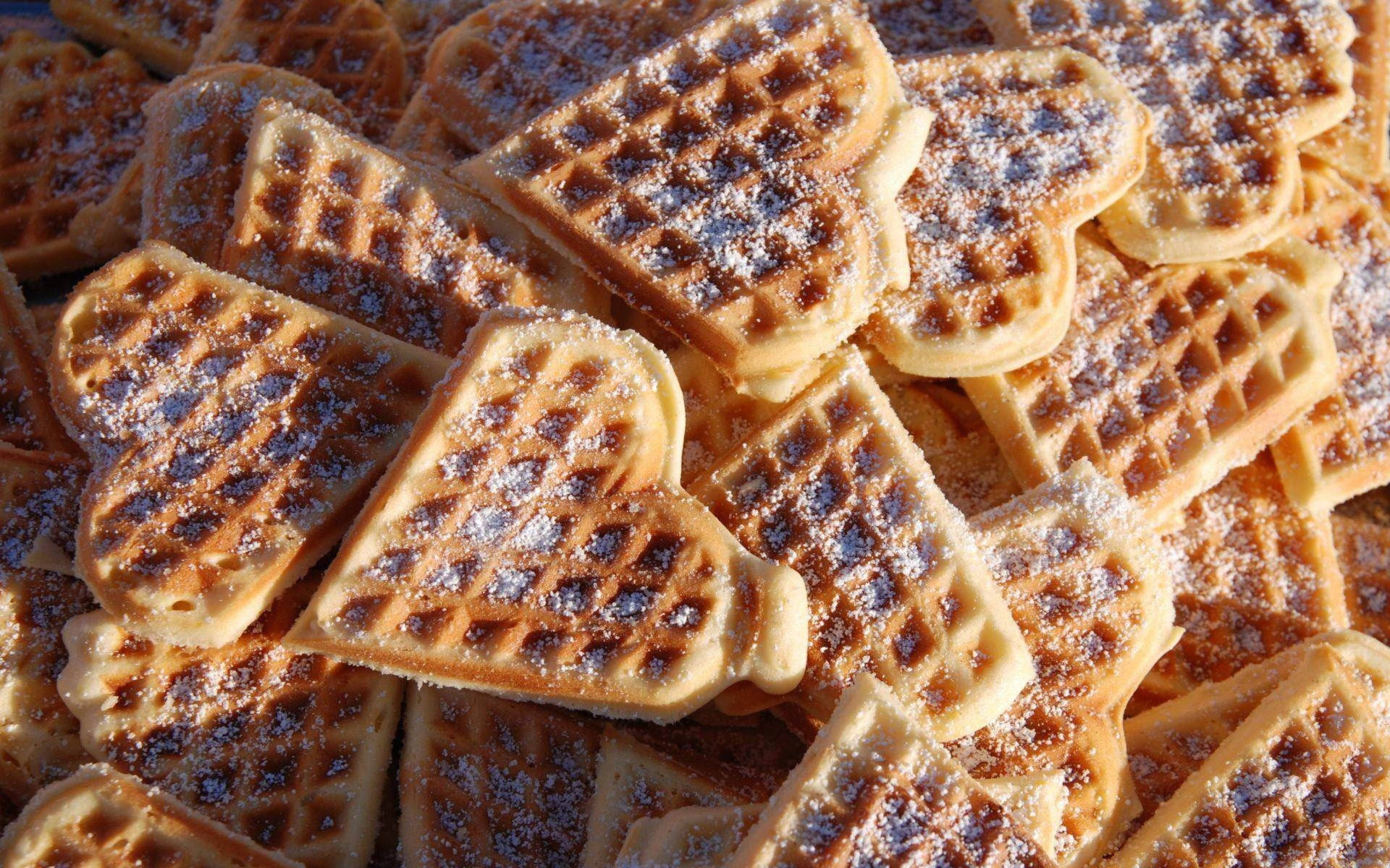 Love for Waffles - Heart-Shaped Waffle Delights Wallpaper