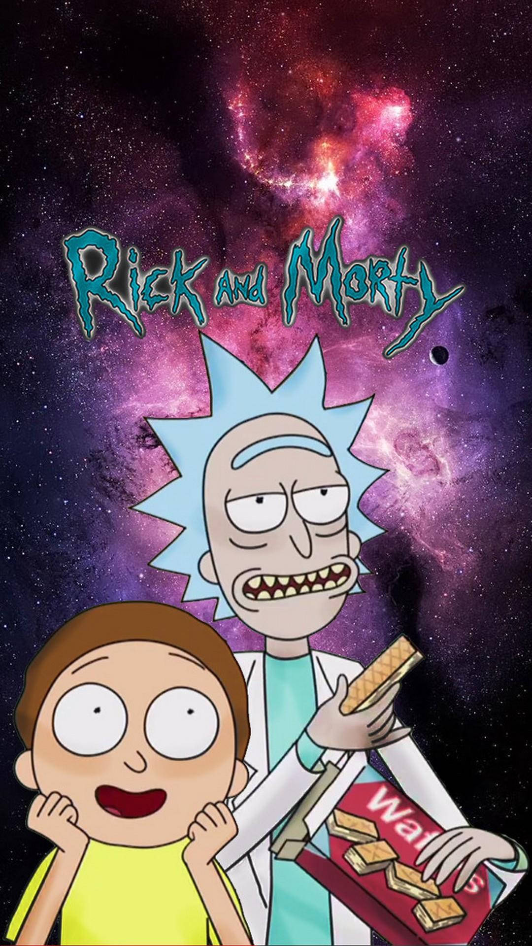 Caption: Rick and Morty Waffle Adventure iPhone Wallpaper Wallpaper