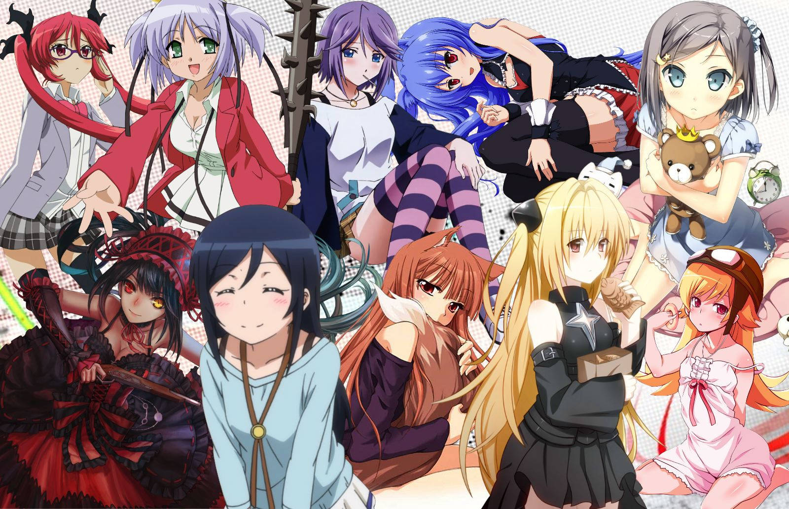Anime piger i forskellige kostumer Wallpaper