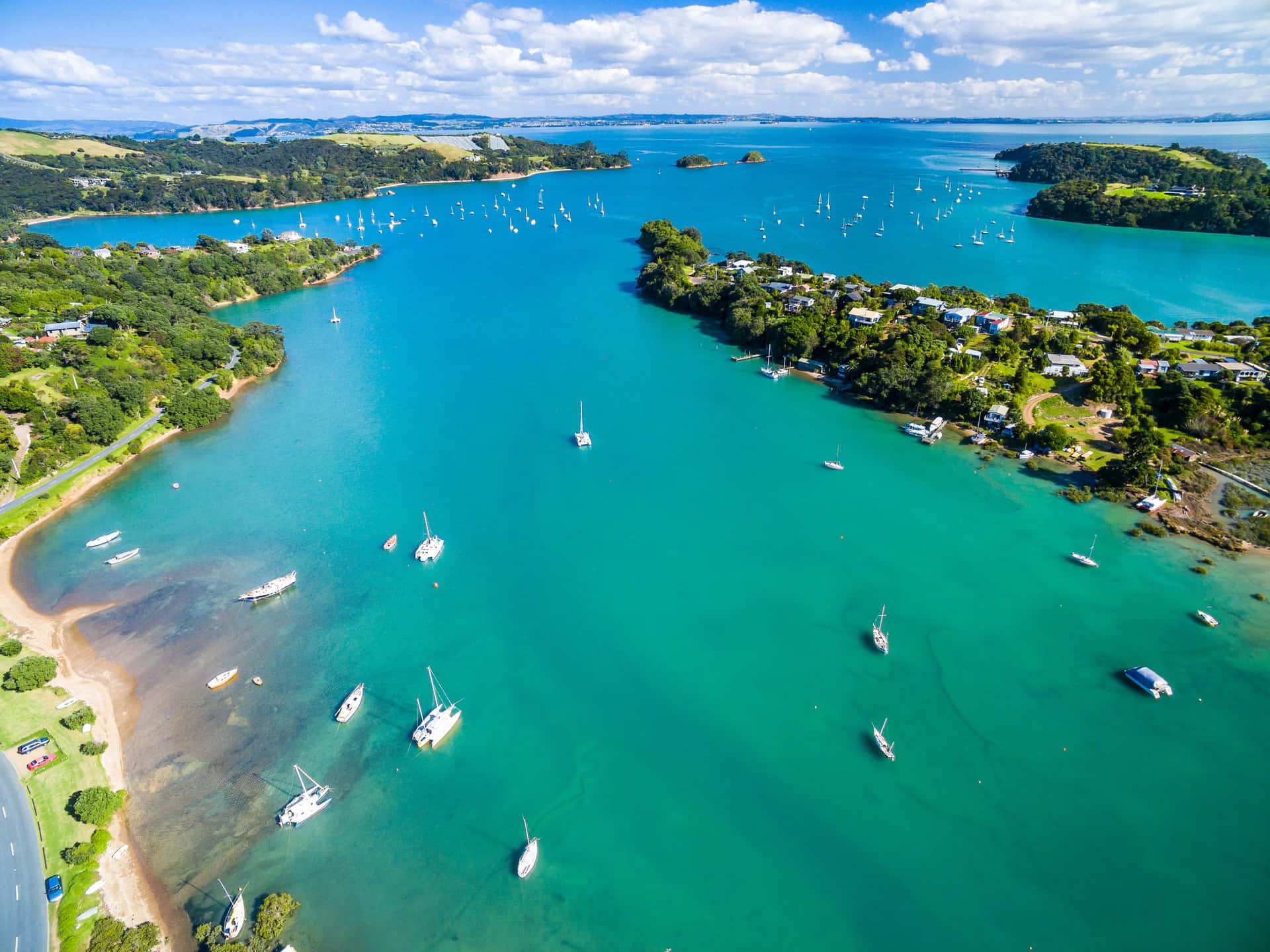 Waiheke Island Aerial View New Zealand Wallpaper