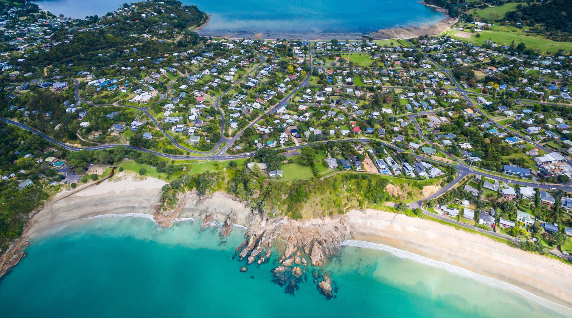 Waiheke Island Aerial View New Zealand Wallpaper