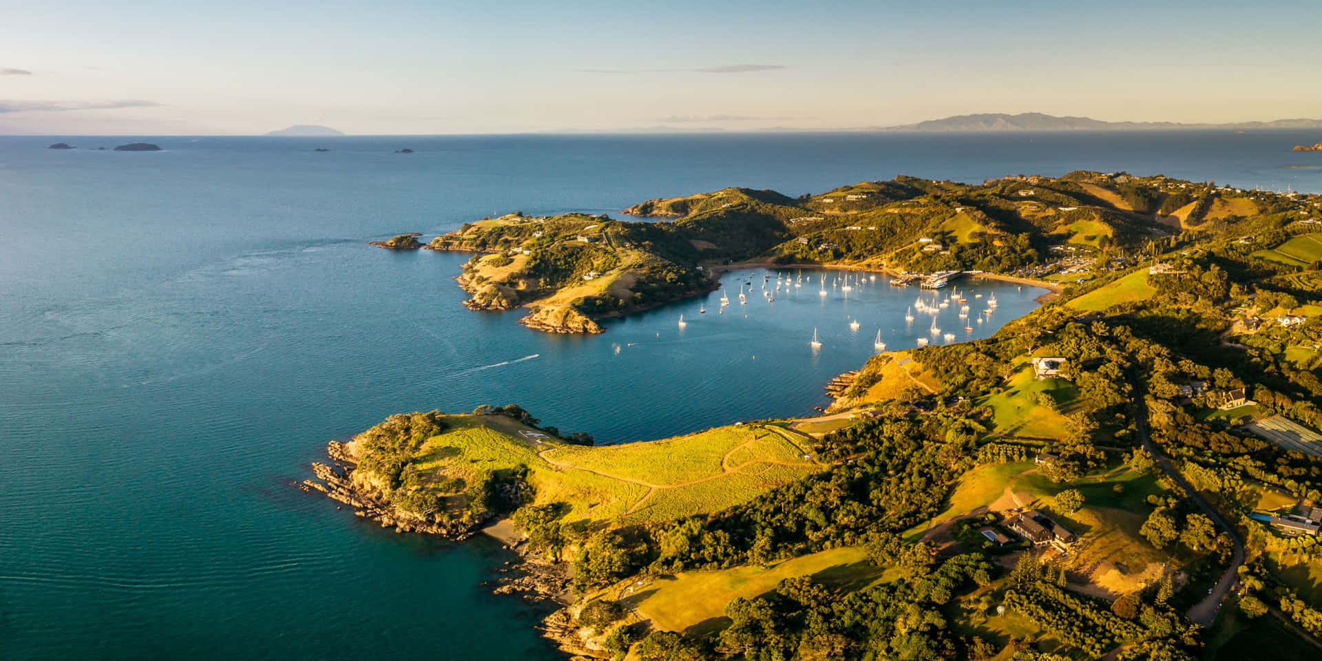 Waiheke Island Aerial View New Zealand Wallpaper