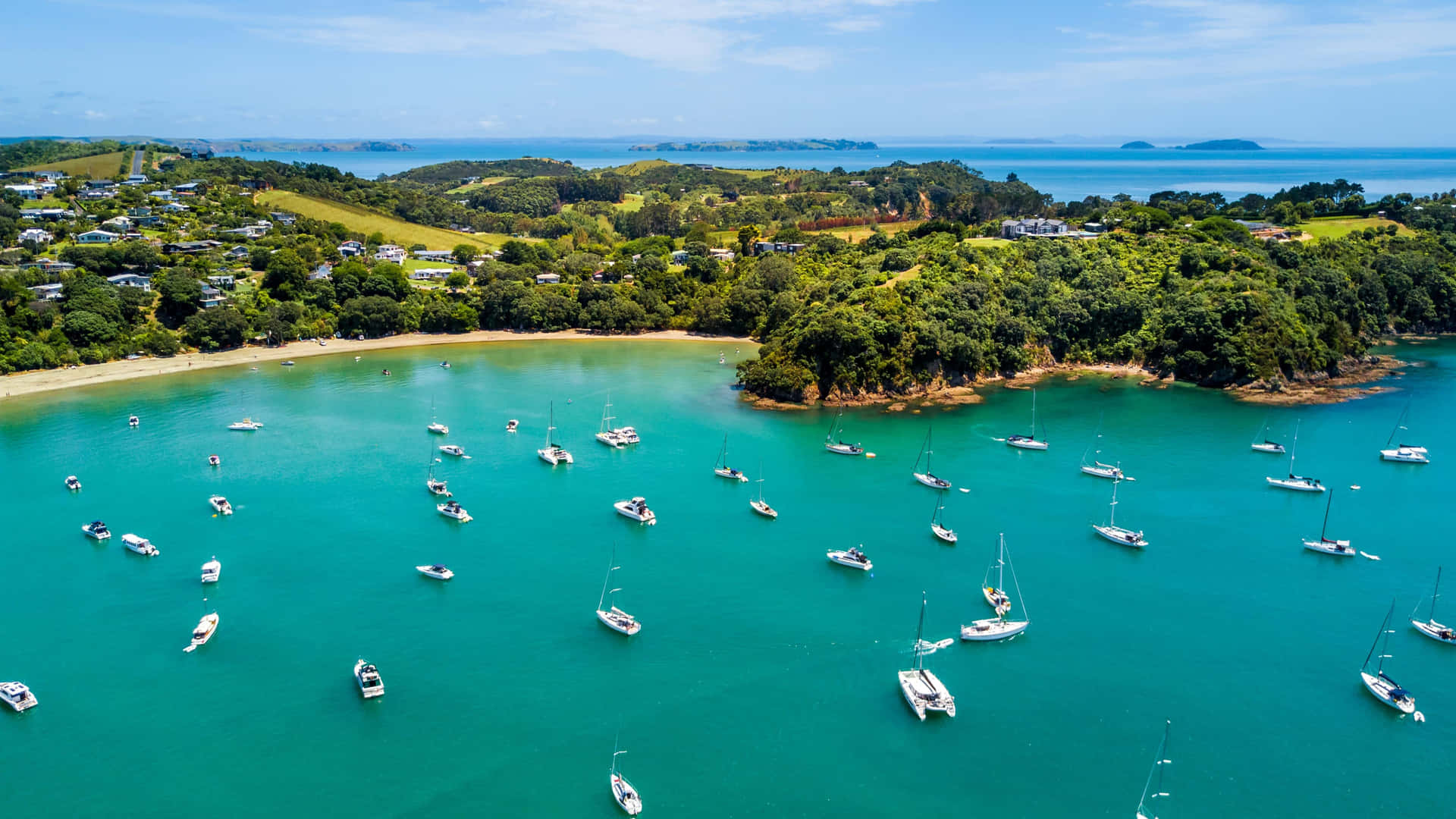 Waiheke Island Aerial View Yachts Wallpaper