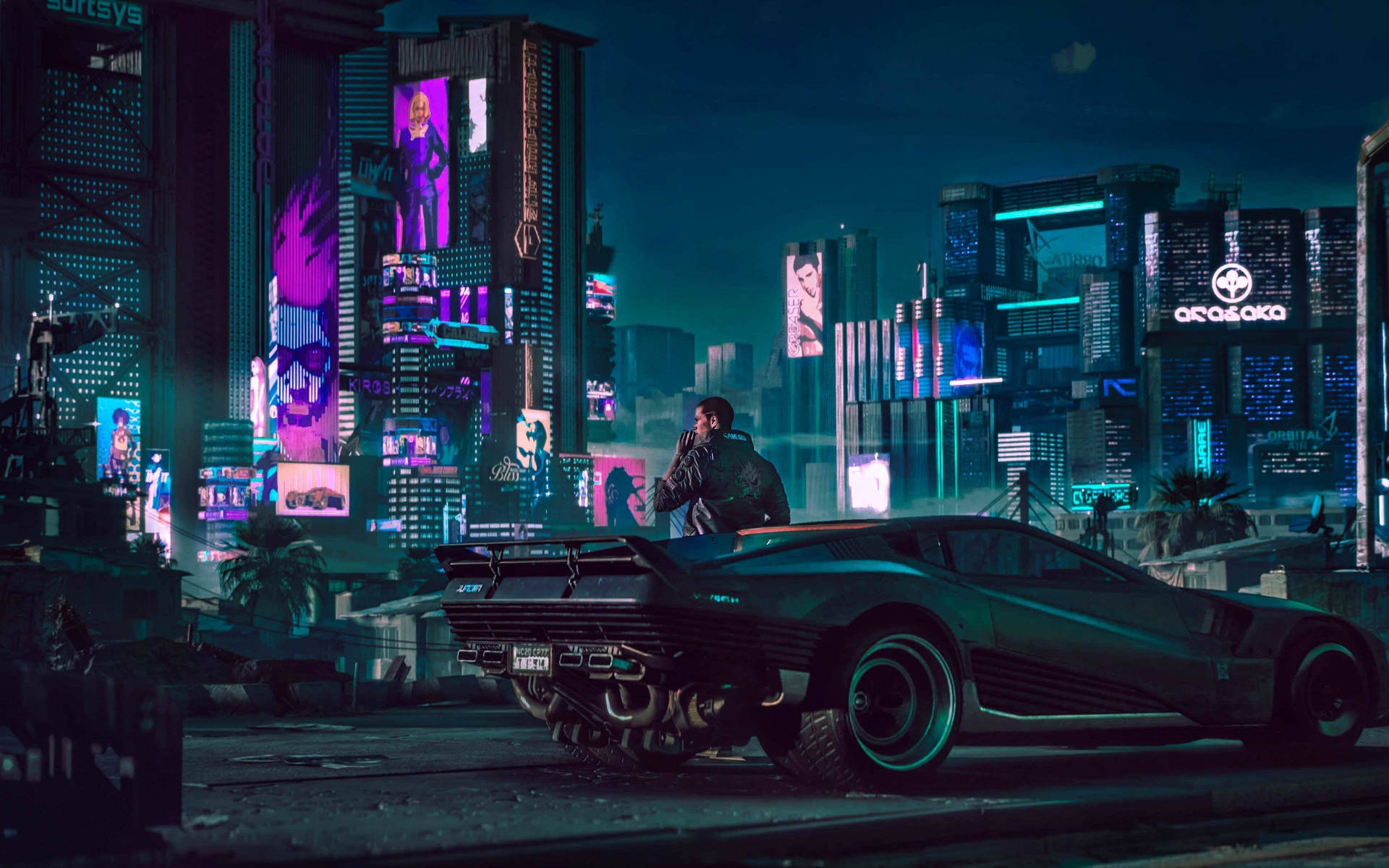 Waiting With A Techno Car Wallpaper