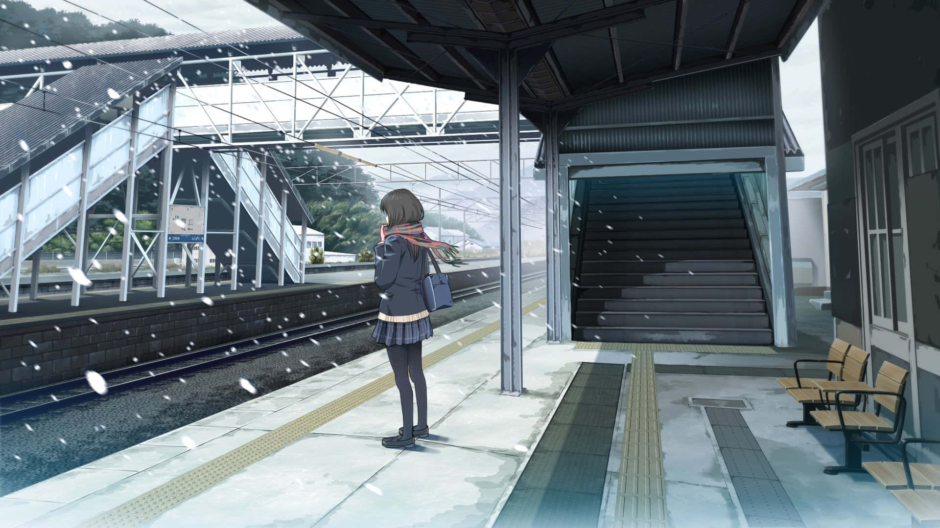 Waitingfor Train Anime Scene.jpg Wallpaper