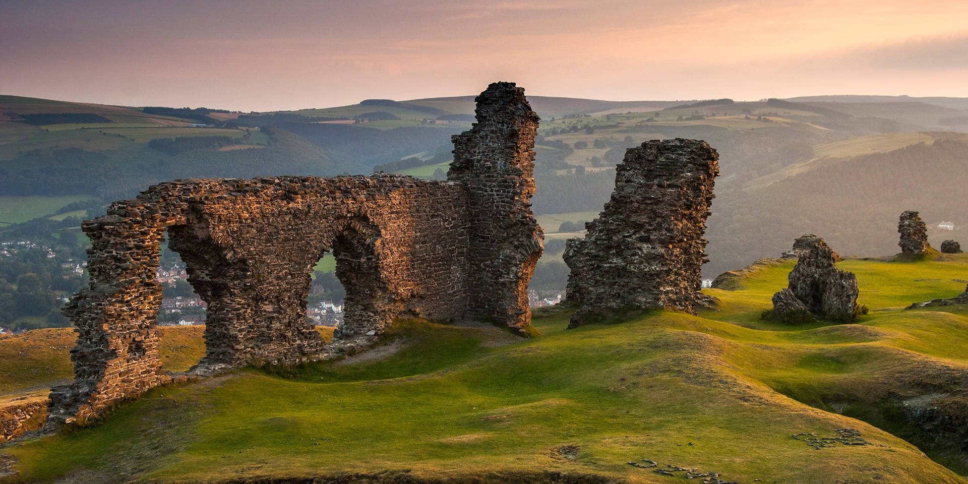 Enchanting View of Castell Dinas Bran, Wales Wallpaper