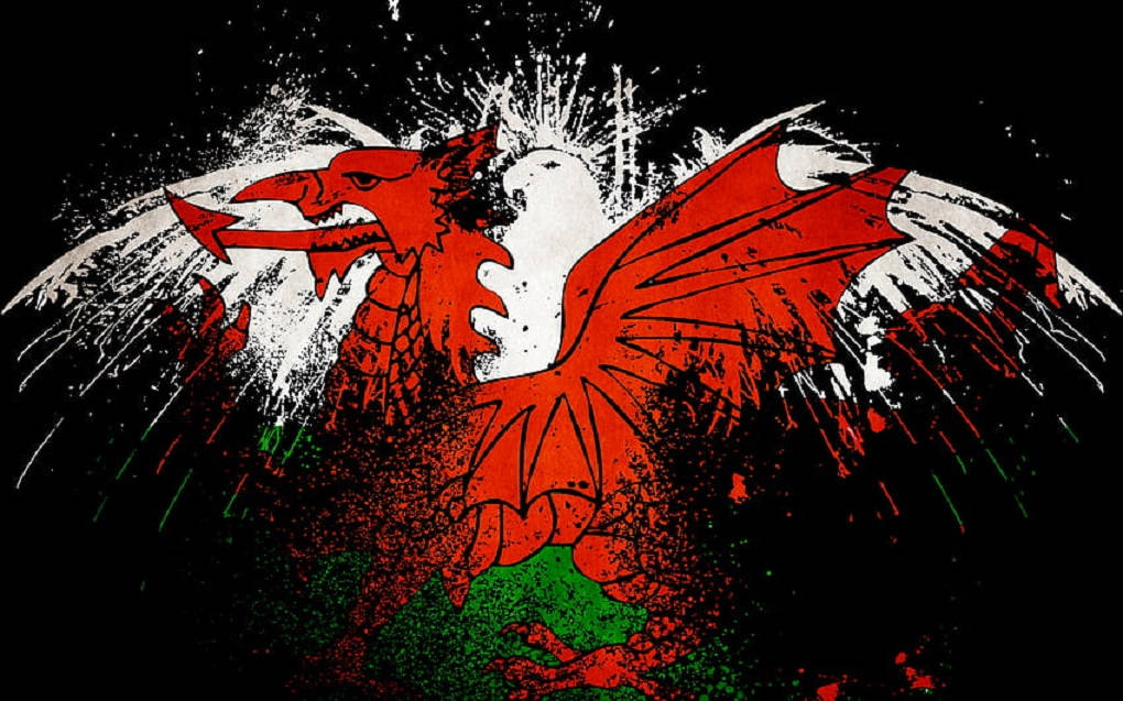 Wales National Football Team Dragon Splatter Paint Wallpaper