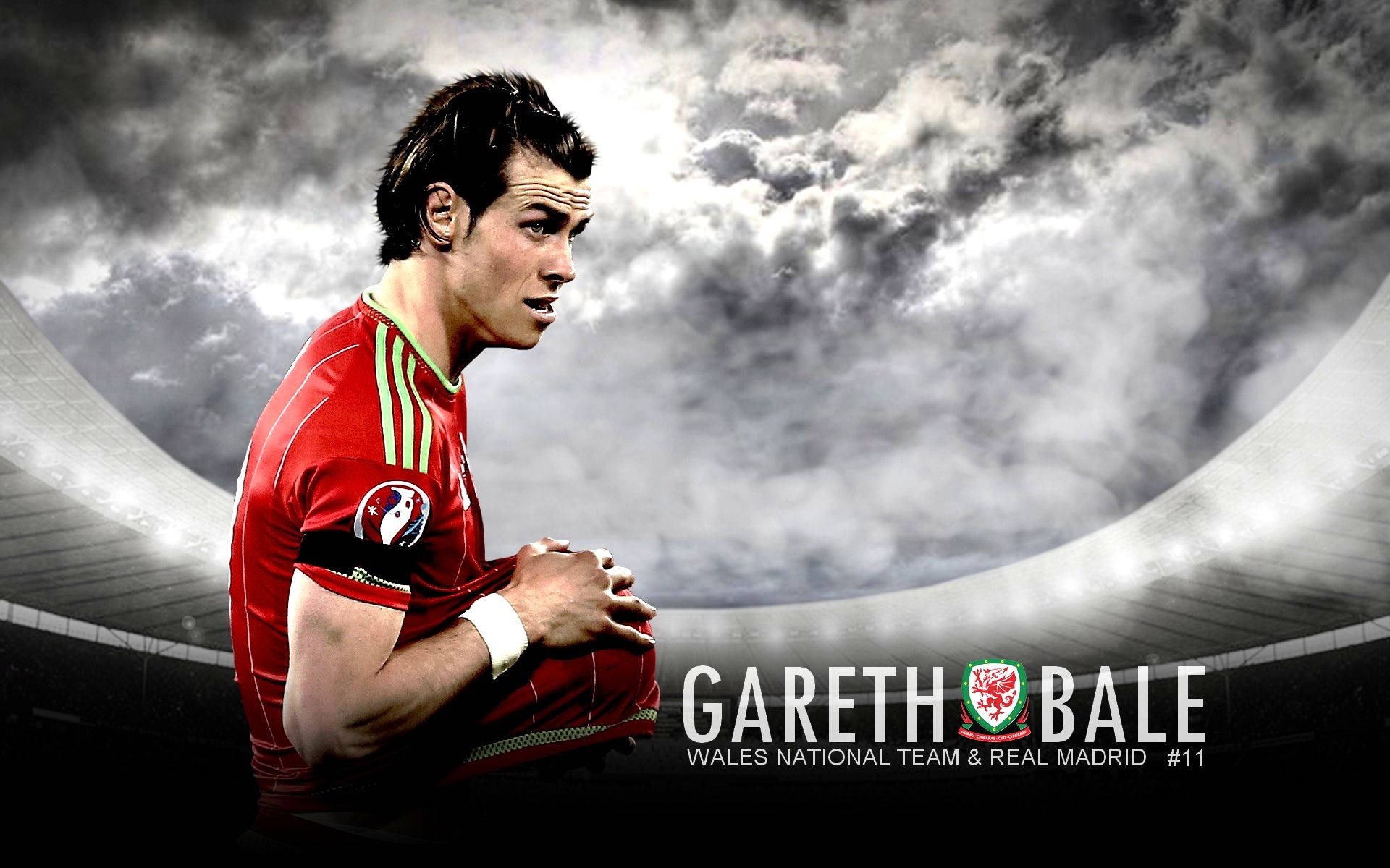 Wales Nationals Fodboldhold Gareth Bale Fanart Tapet Wallpaper