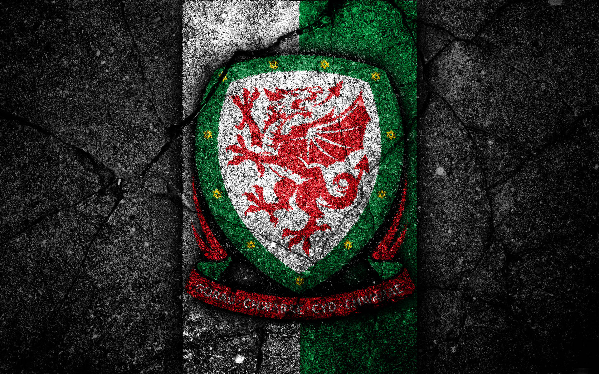 Wales National Football Team Logo On Cracked Pavement