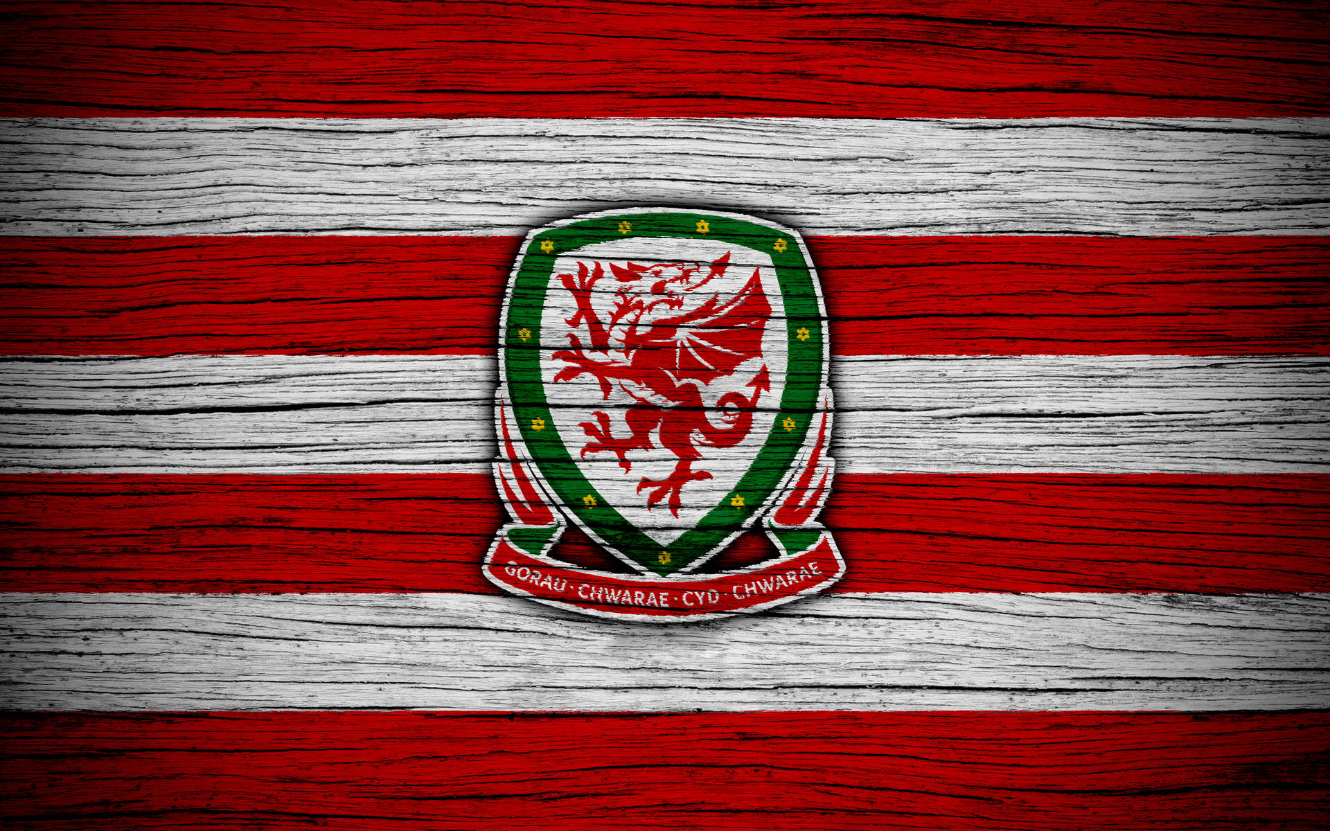 Wales National Football Team Painted On Wood Wallpaper