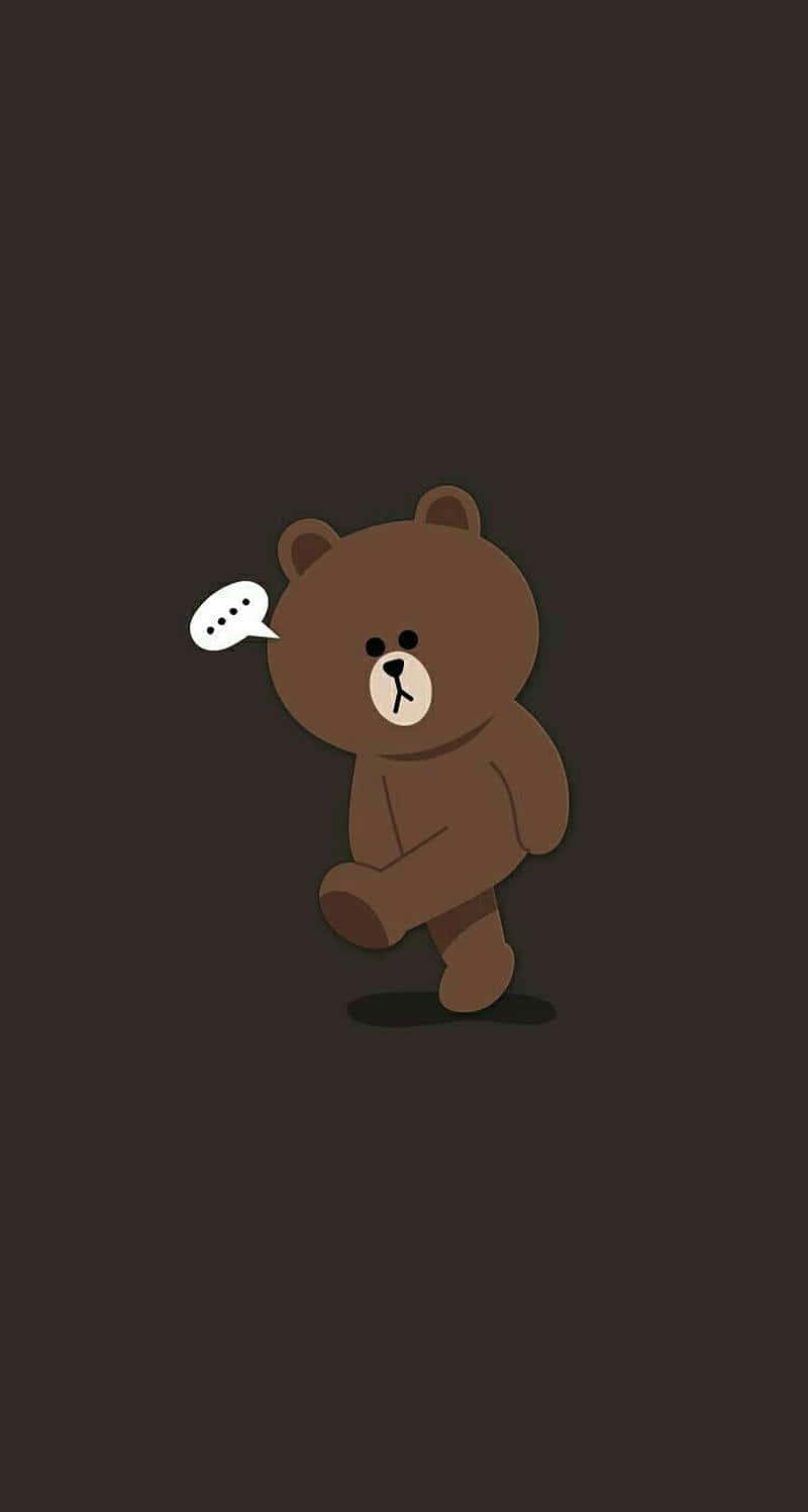 Walking Brown Bear Cartoon Wallpaper