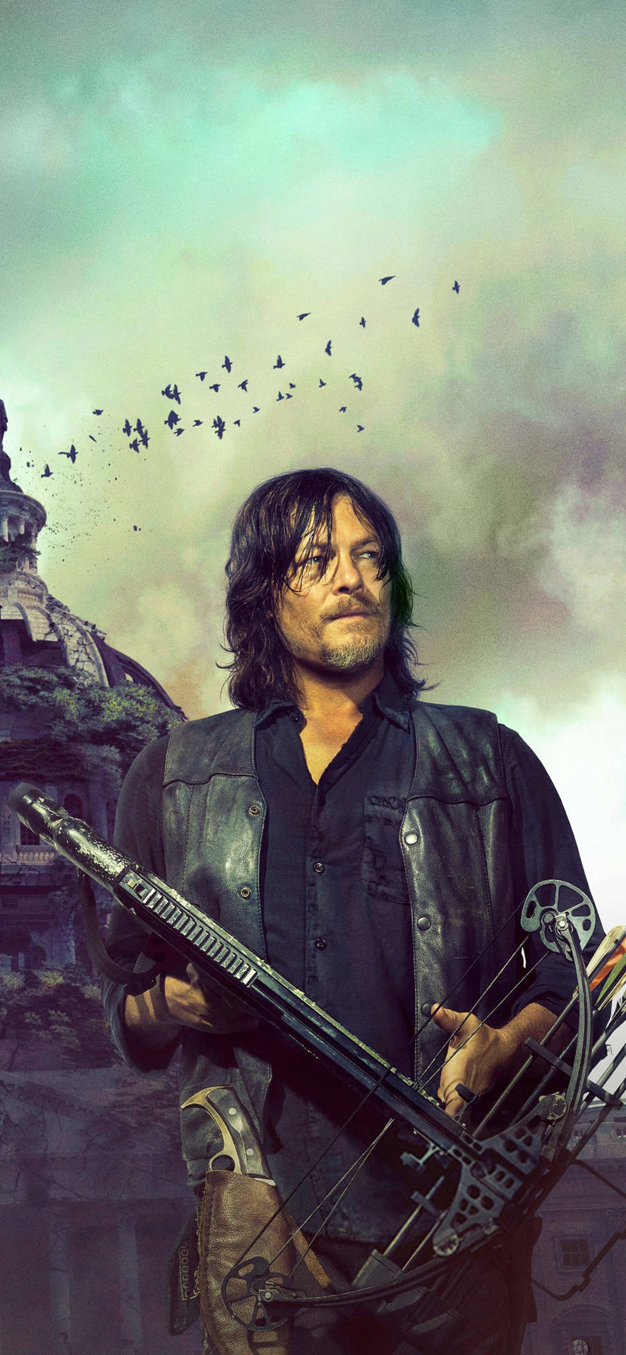 Walking Dead Daryl With Smoke Wallpaper