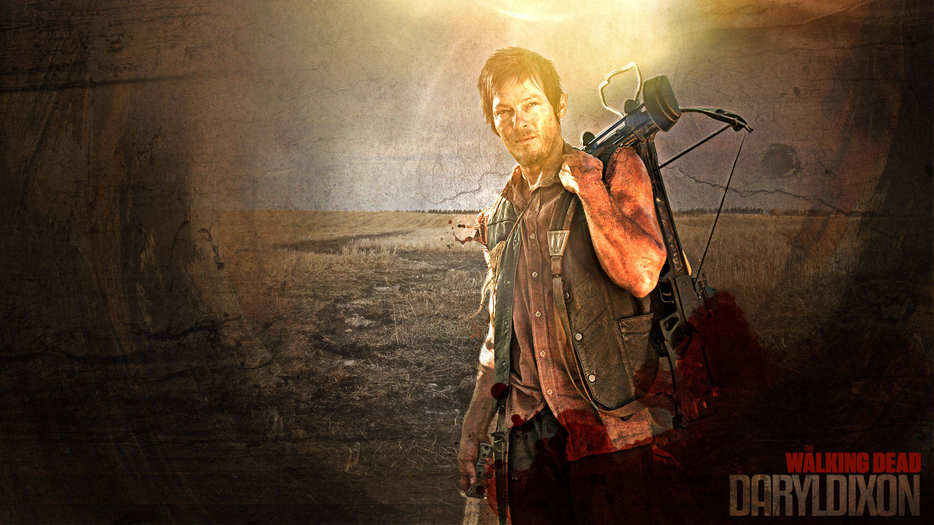 Daryl Dixon on the hunt in zombie-ridden terrain. Wallpaper