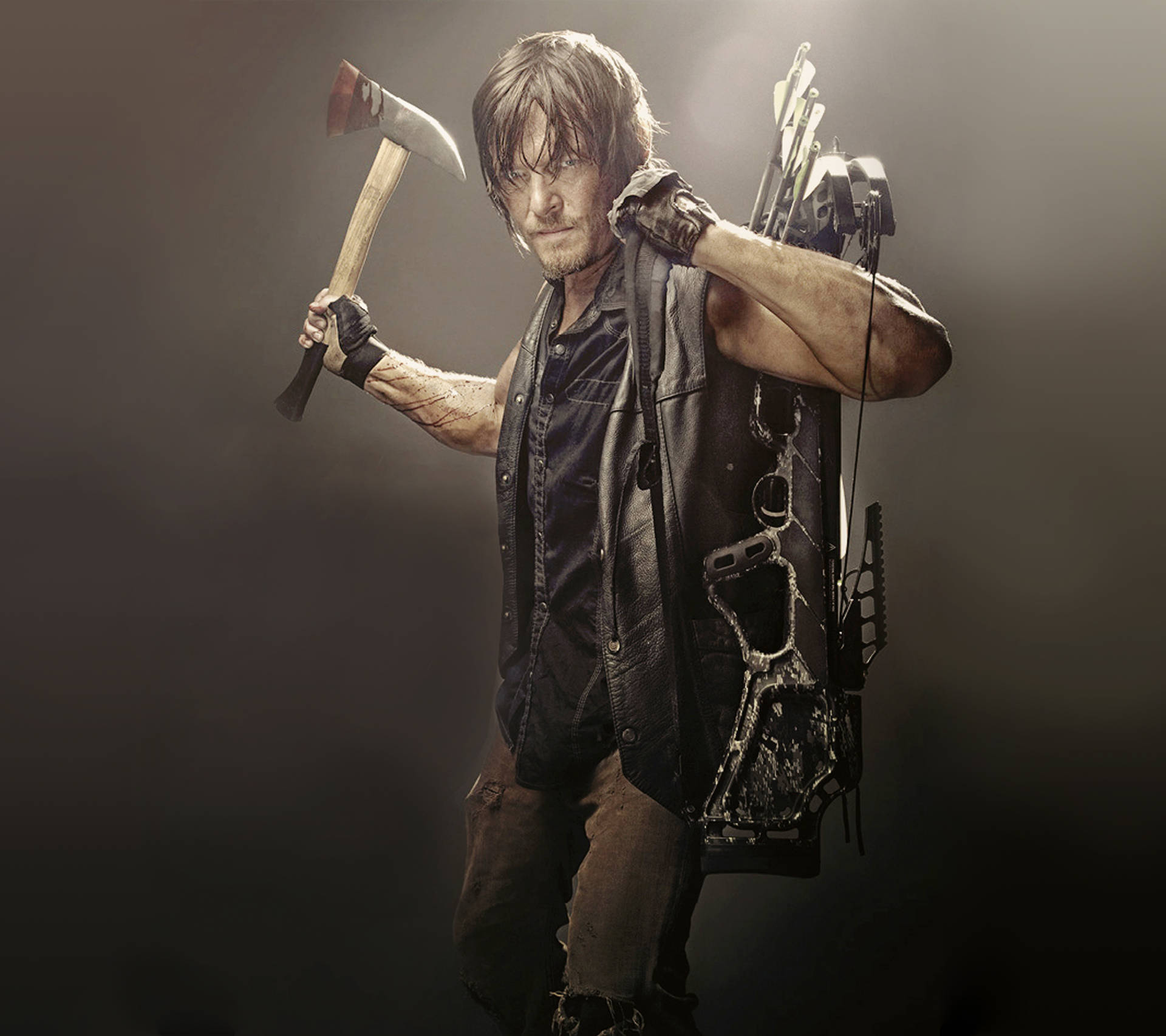 Walking Dead Daryl With Weapons Wallpaper