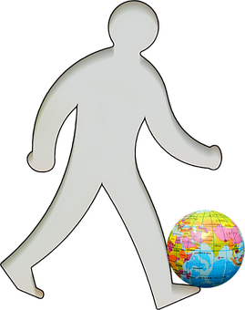 Walking Figureand Globe PNG