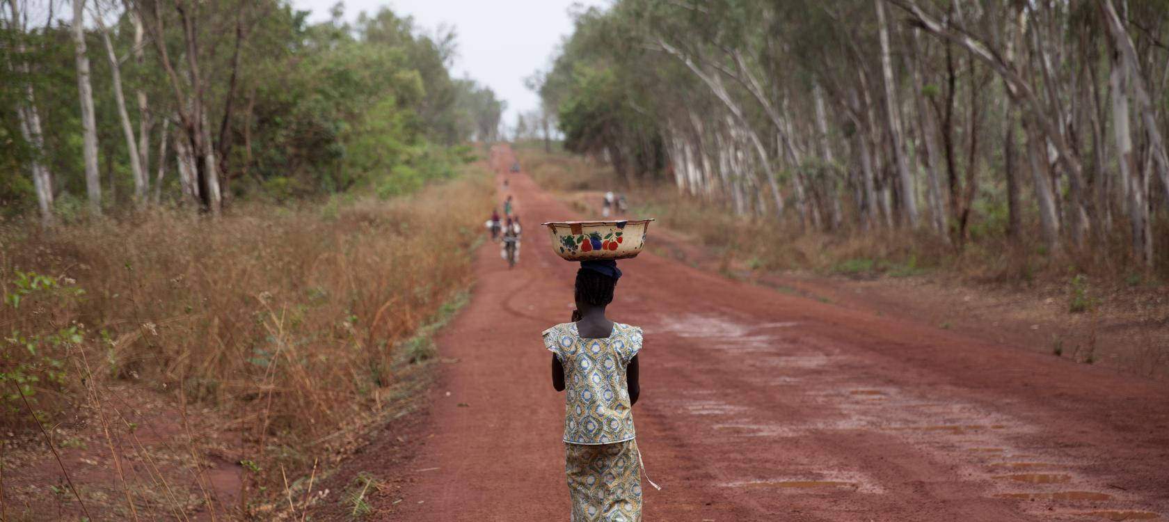 Walking Girl In Central African Republic Background
