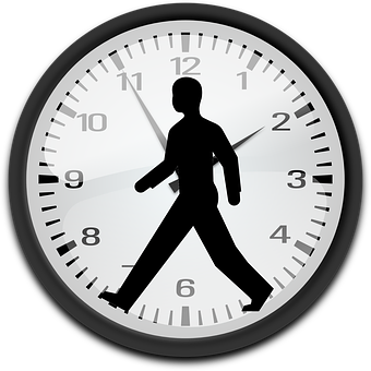 Walking Man Clock Illustration PNG