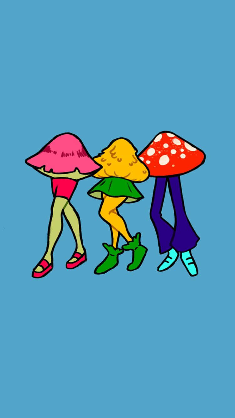 Walking_ Mushrooms_ Trippy_ Art_i Phone6_ Background Wallpaper