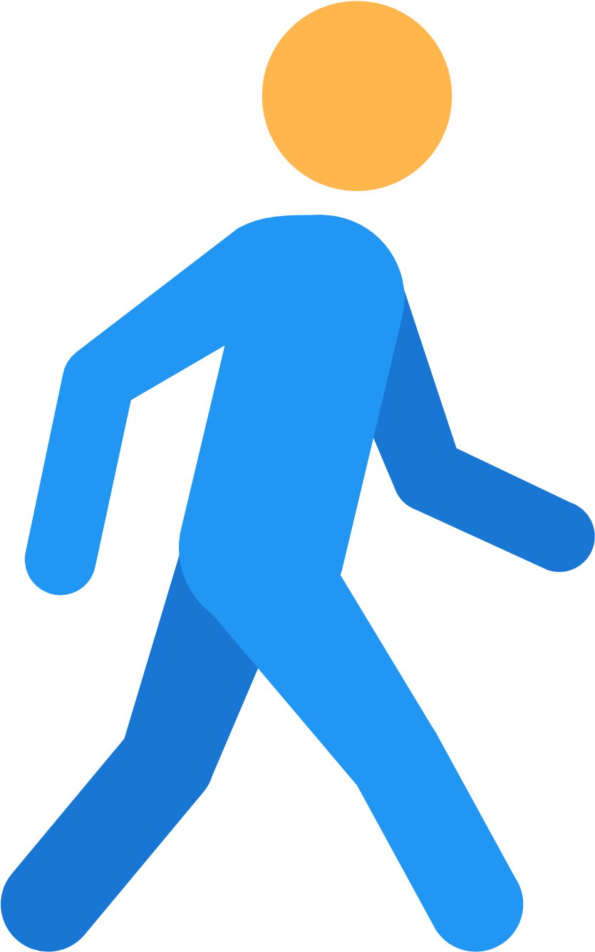 Walking Person Icon Blueand Yellow PNG
