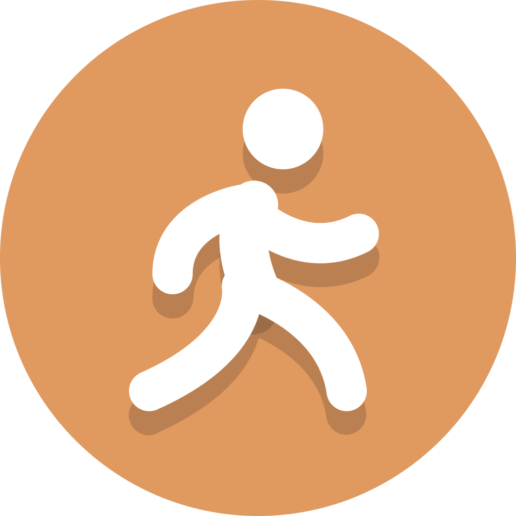 Walking Person Icon Orange Background PNG
