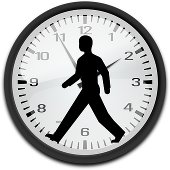 Walking Silhouette Clock Face PNG