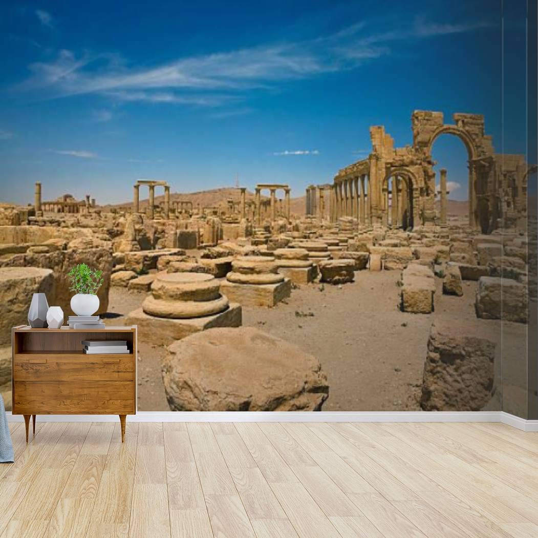 Artemural Que Muestra El Arco Monumental De Palmira. Fondo de pantalla