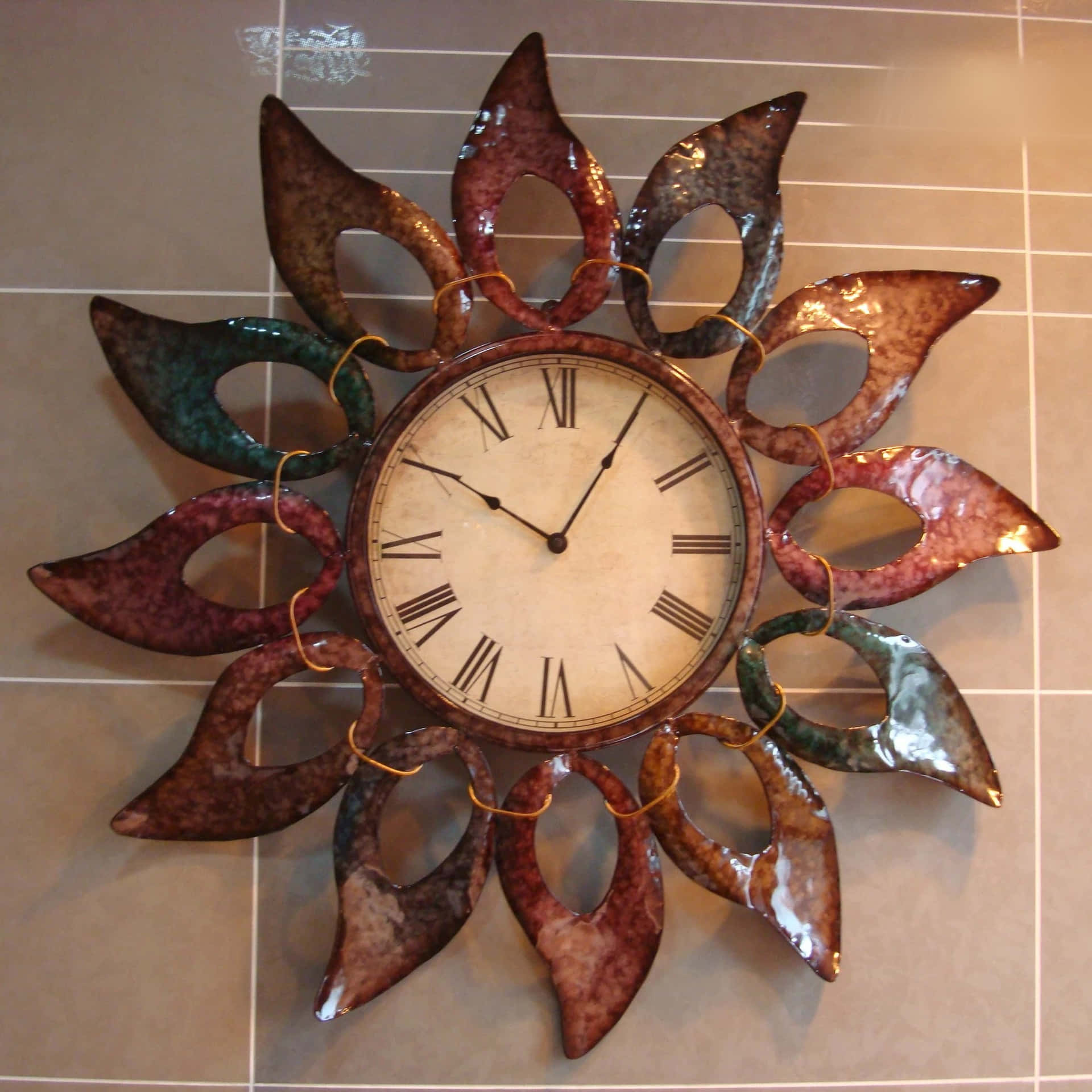 A Clock With A Flower On It