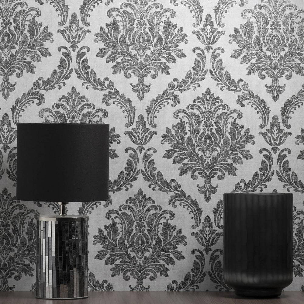 Wall Covered In Vintage Tulsa Damask Pattern Picture