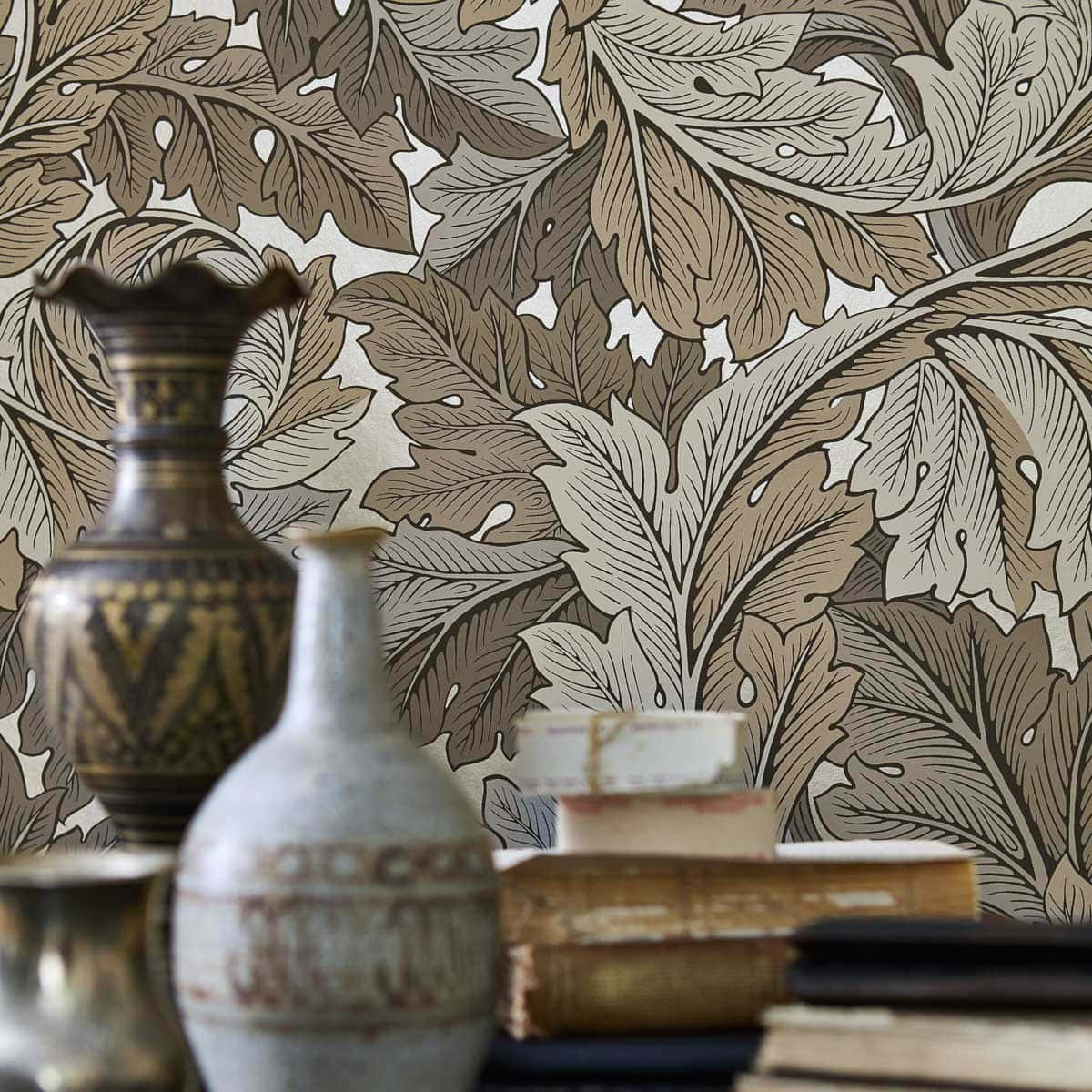 Wall Motif With Multifaceted Foliage Wallpaper