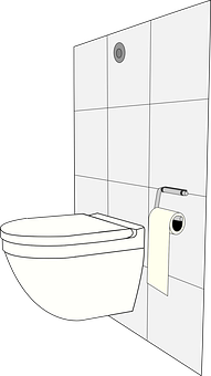 Wall Mounted Toiletwith Toilet Paper PNG