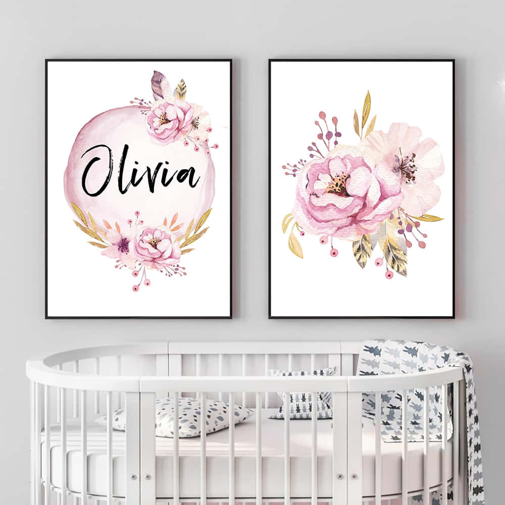 Two Pink Floral Prints In A Baby's Room