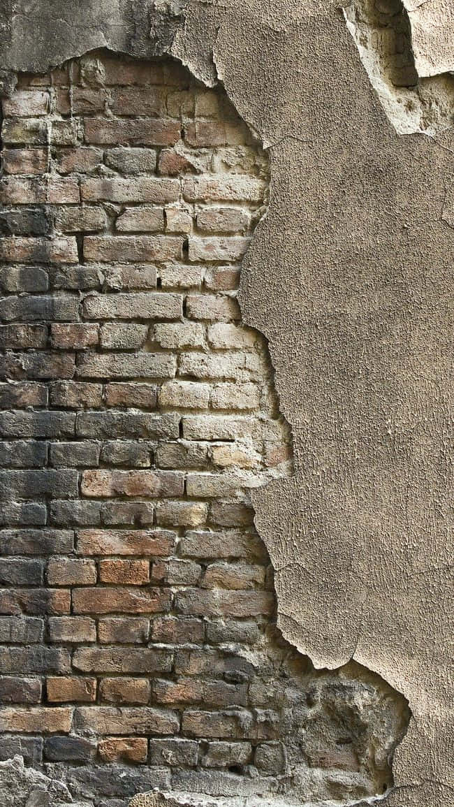 En mur af mursten med et hul i den.