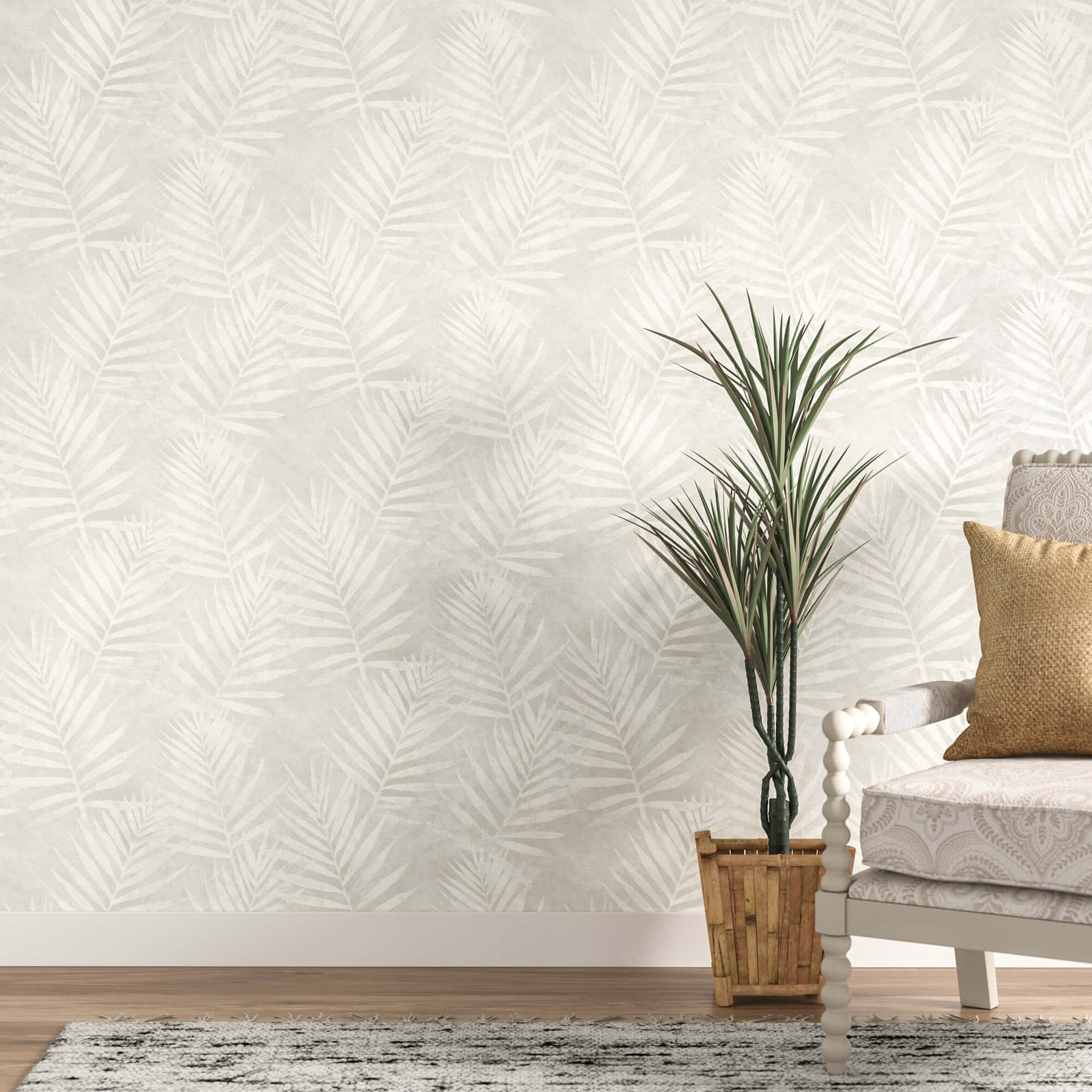 Wall With Subtle Design Alongside A Plant Wallpaper