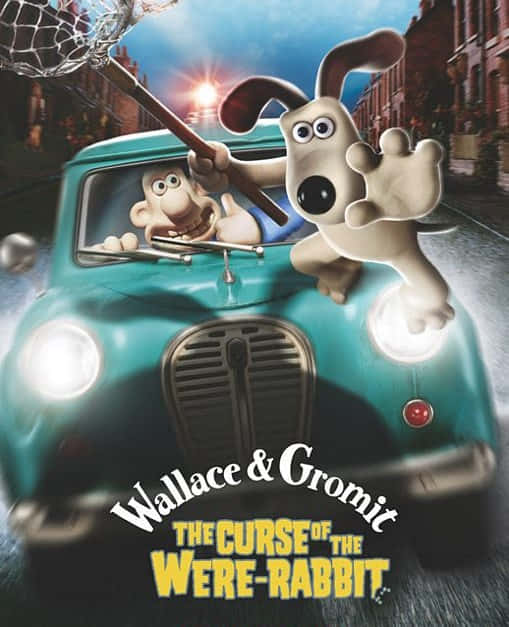 Wallace & Gromit The Curse Of The Were-rabbit Riding A Car Wallpaper