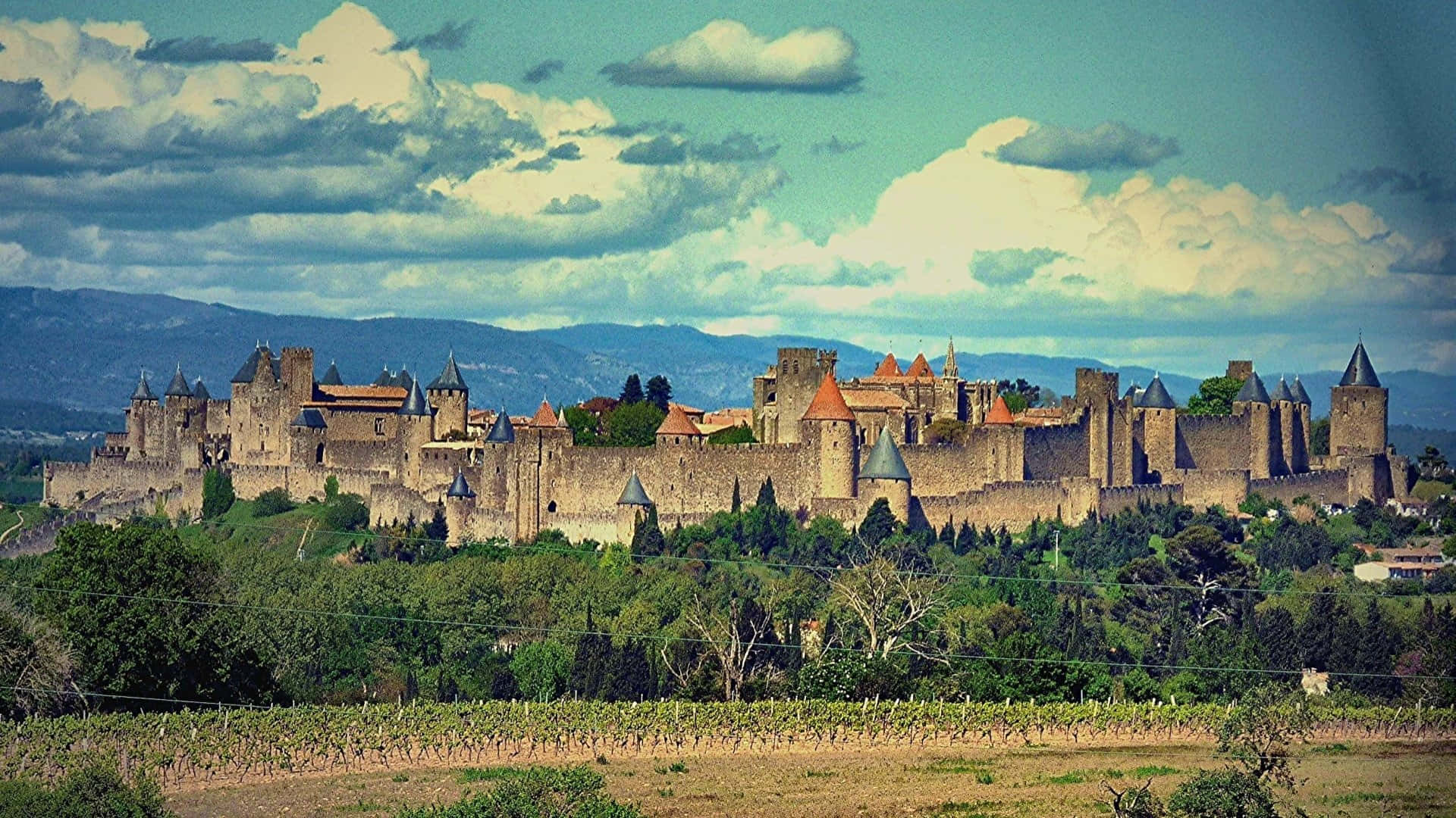 Walled City In Carcassonne France Picture