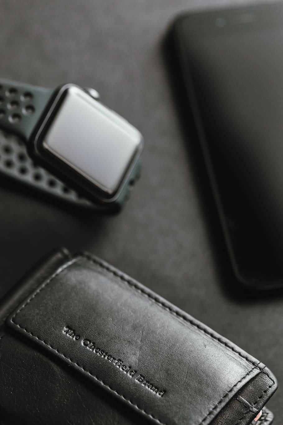Wallet And Watch In Black Leather Iphone Wallpaper