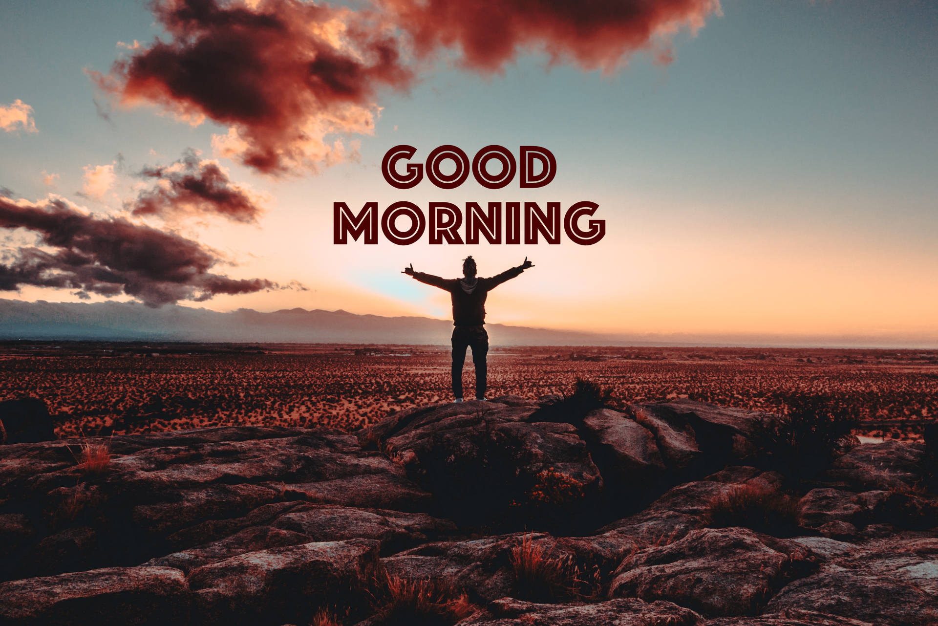 Wallpaper Good Morning, Morning, Inscription, Victory, Silhouette Picture