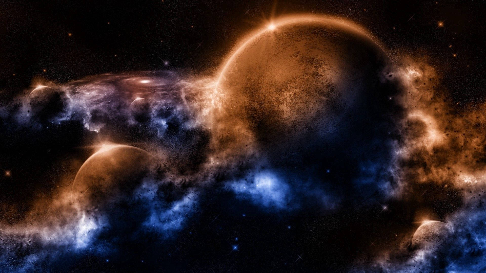 View of multiple planets in outer space Wallpaper