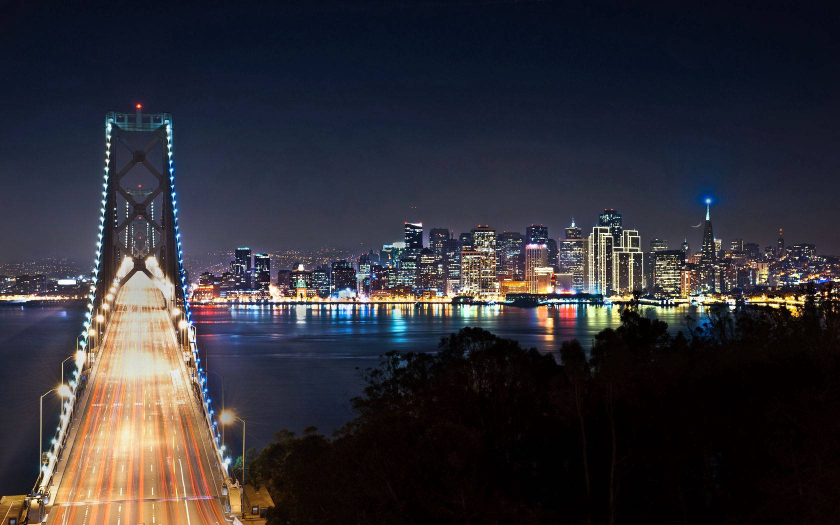 Wallpaper San Francisco, Bridge, Night City