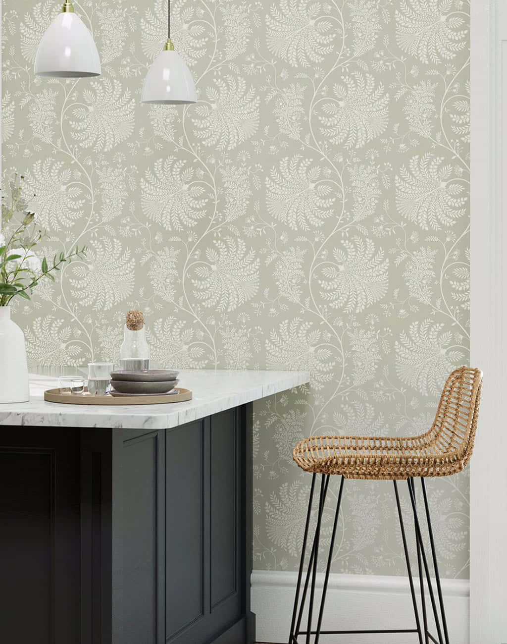 Walls In The Bar Counter With Subtle Designs Wallpaper