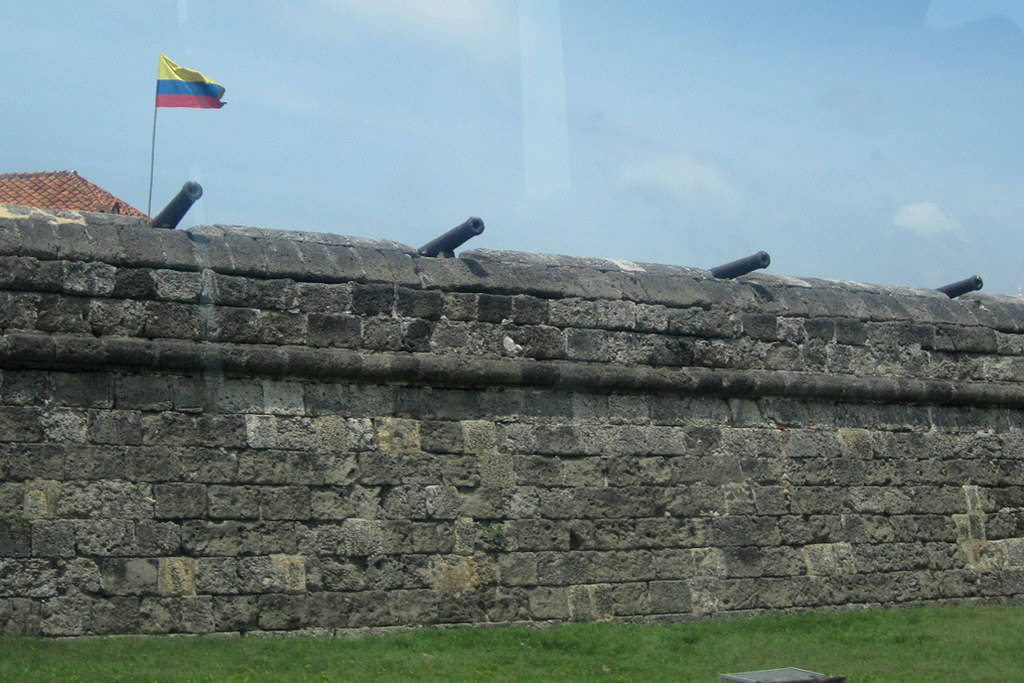 Walls Of Cartagena With Flag Picture