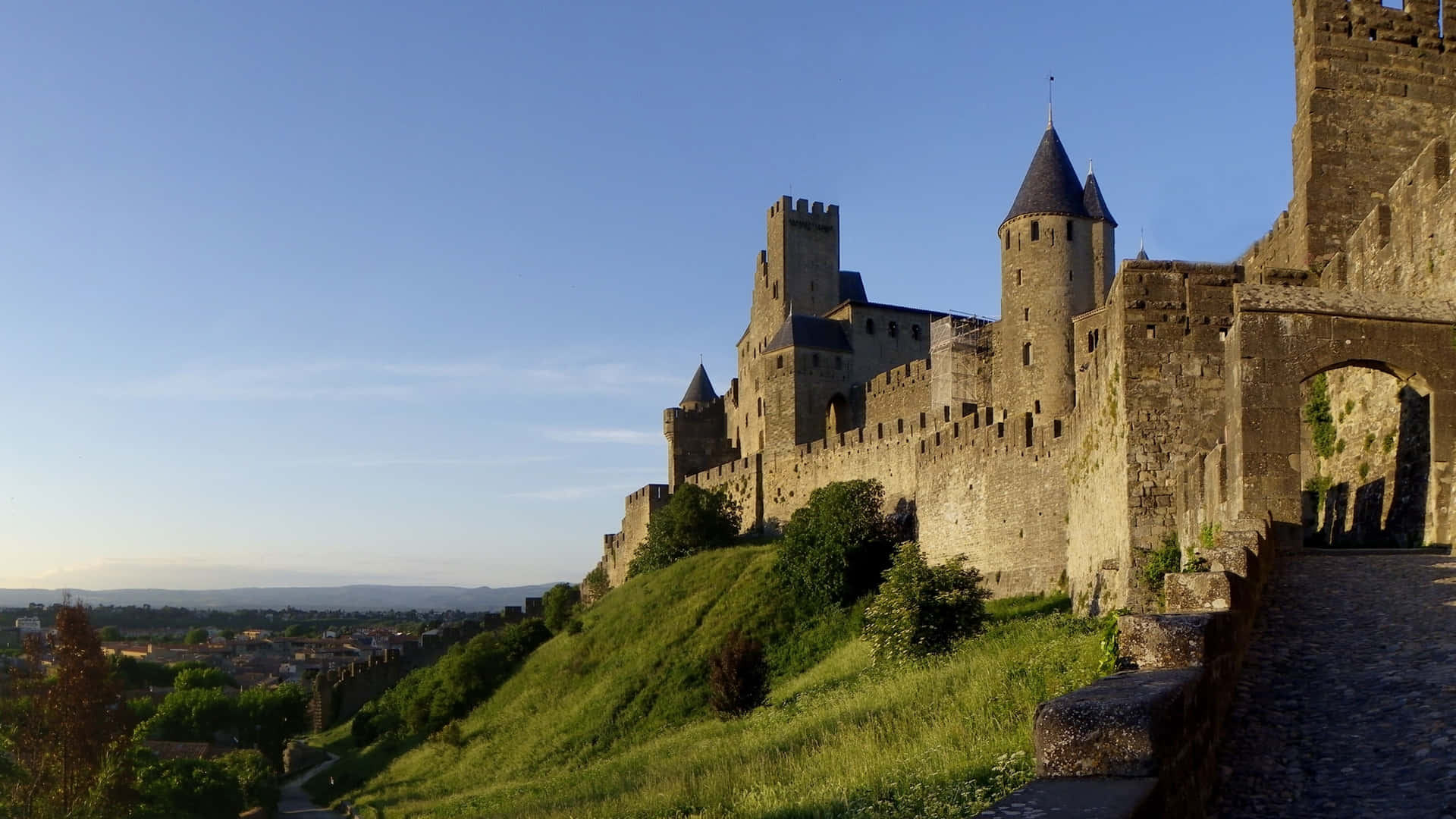 Walls Of Chateau Comtal In Carcassonne Picture